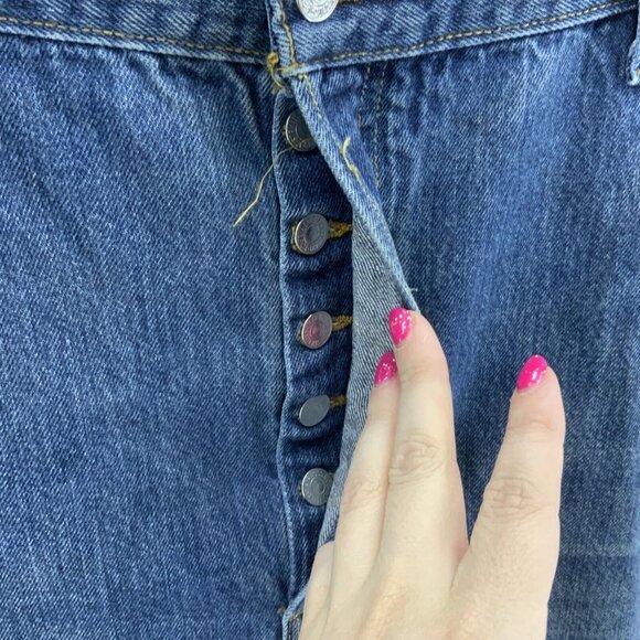 Levi’s Original 501 Straight Leg Button Fly Blue Jeans Mens Sz 44 x 30 - Picture 4 of 13